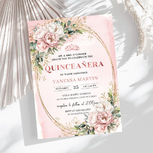 Invitation d'anniversaire 15 ans Dusty Pink Floral