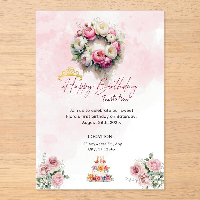 Invitation d'anniversaire 15 ans Princesse Pastel  (Recto)