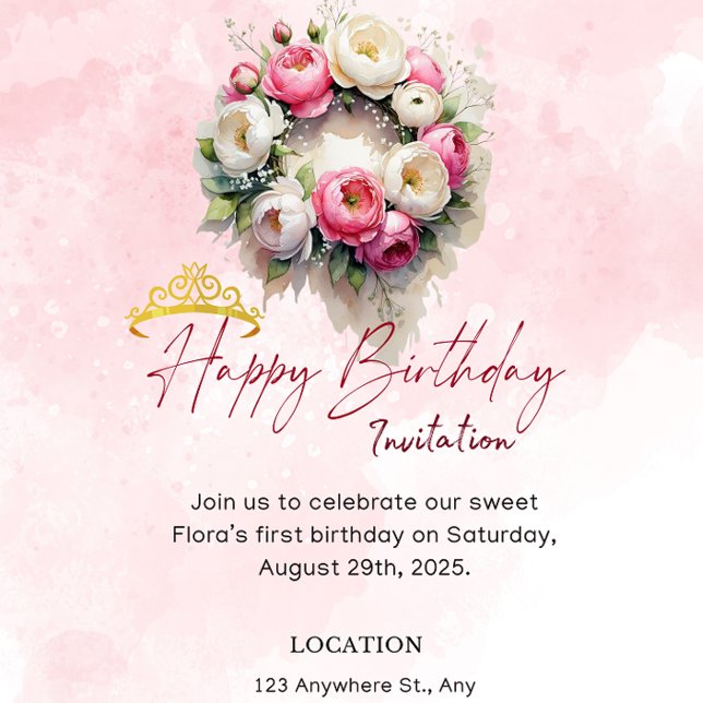 Invitation d'anniversaire 15 ans Princesse Pastel  (Créateur téléchargé)