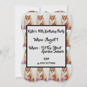 Invitation d'anniversaire 16 ans à l'aquarelle Ren