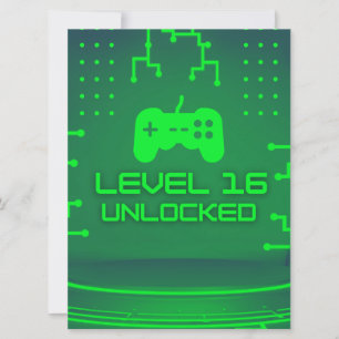 Invitation d'anniversaire 16 ans de jeu Niveau 16 