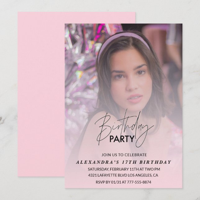 Invitation d'anniversaire 17 ans Photo de fête d'a (Devant / Derrière)