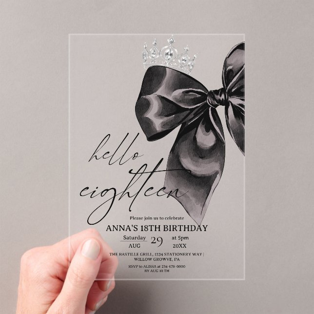Invitation d'anniversaire 18 ans Black Bow Dix-hui (In situ (ordinateur de poche))