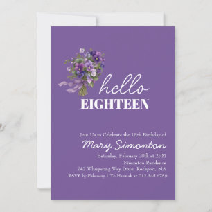 Invitation d'anniversaire 18 ans Bouquet floral vi