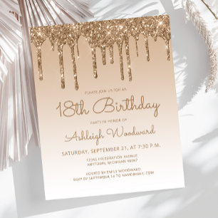Invitation d'anniversaire 18 ans Budget Glitter Dr