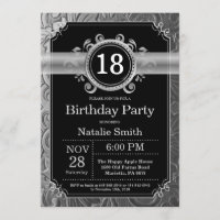 Invitation d'anniversaire 18 ans paillettes noires
