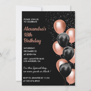 Invitation d'anniversaire 18 ans rose gold Ballon 