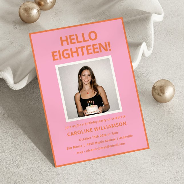 Invitation d'anniversaire 18 ans rose orange moder (Créateur téléchargé)
