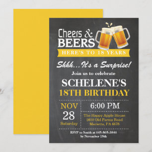 Invitation d'anniversaire 18 ans Surprise Cheers a