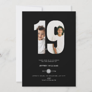 Invitation d'anniversaire 19 ans avec photo pour g