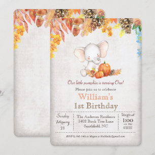 Invitation d'anniversaire 1 an Citrouille d'automn