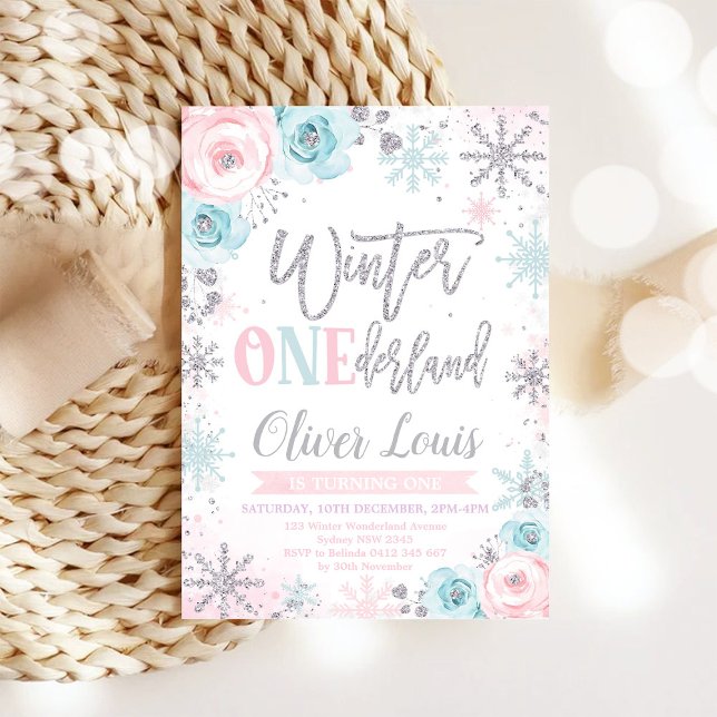 Invitation d'anniversaire 1 an Fille de ONEderland (Créateur téléchargé)