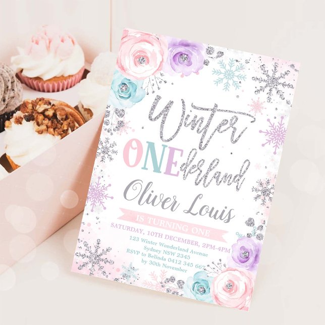 Invitation d'anniversaire 1 an Fille de ONEderland (Créateur téléchargé)