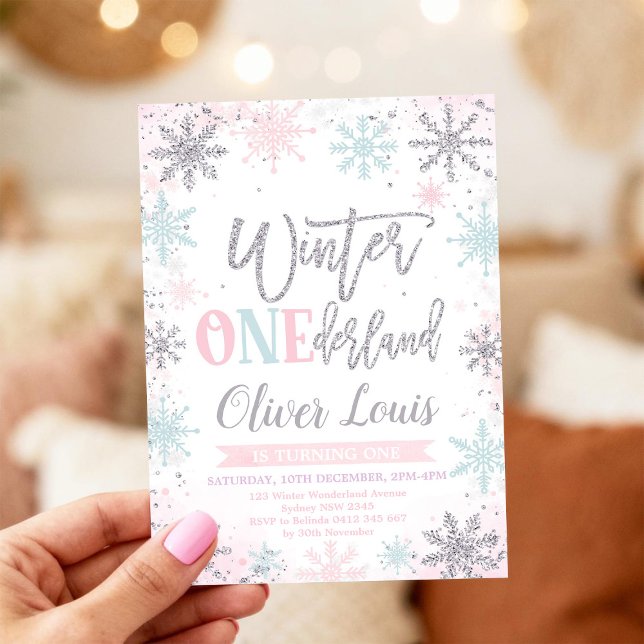 Invitation d'anniversaire 1 an Fille de ONEderland (Créateur téléchargé)