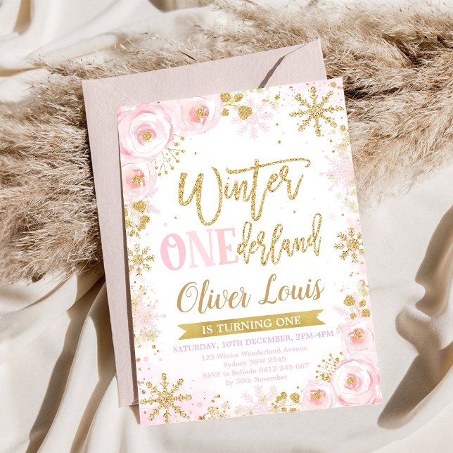Invitation d'anniversaire 1 an Fille de ONEderland (Créateur téléchargé)