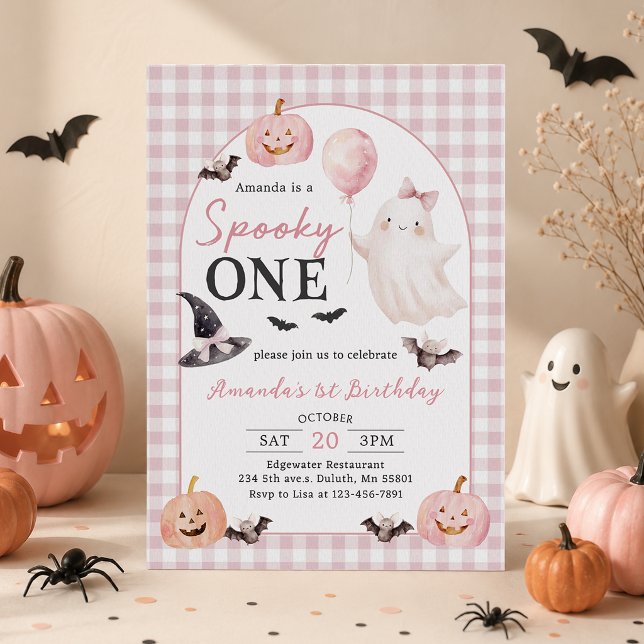 Invitation d'anniversaire 1 an Halloween Fantôme E (Créateur téléchargé)