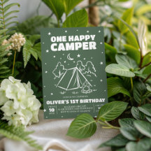 Invitation d'anniversaire 1 an "One Happy Camper"