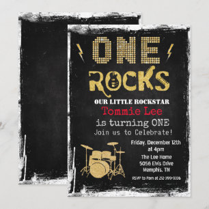 Invitation d'anniversaire 1 an One Rocks Rockstar