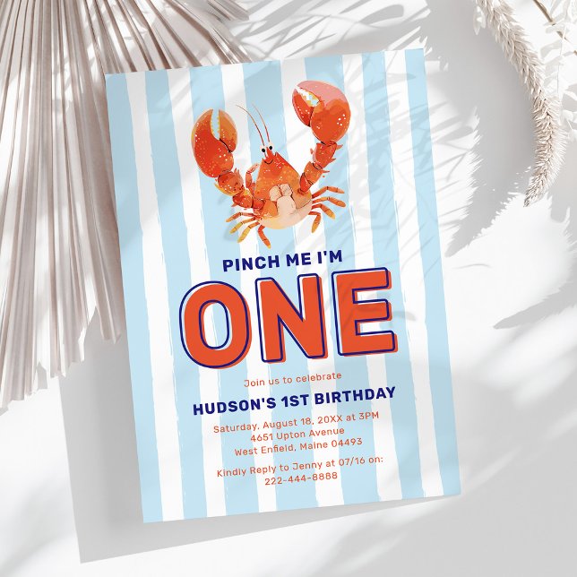 Invitation d'anniversaire 1 an Pinch Me Crabe Mign (Créateur téléchargé)