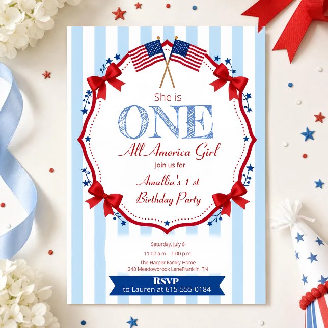 Invitation d'anniversaire 1 an pour une fille tout (Créateur téléchargé)