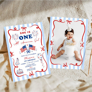 Invitation d'anniversaire 1 an thème patriotique d