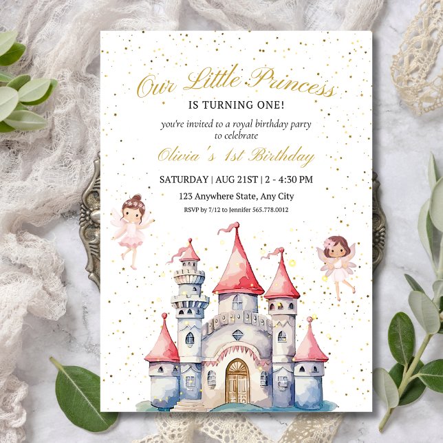 Invitation d'anniversaire 1 an thème Princesse Châ (Créateur téléchargé)