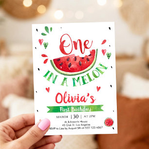 Invitation d'anniversaire 1 an Une Pastèque Dans U
