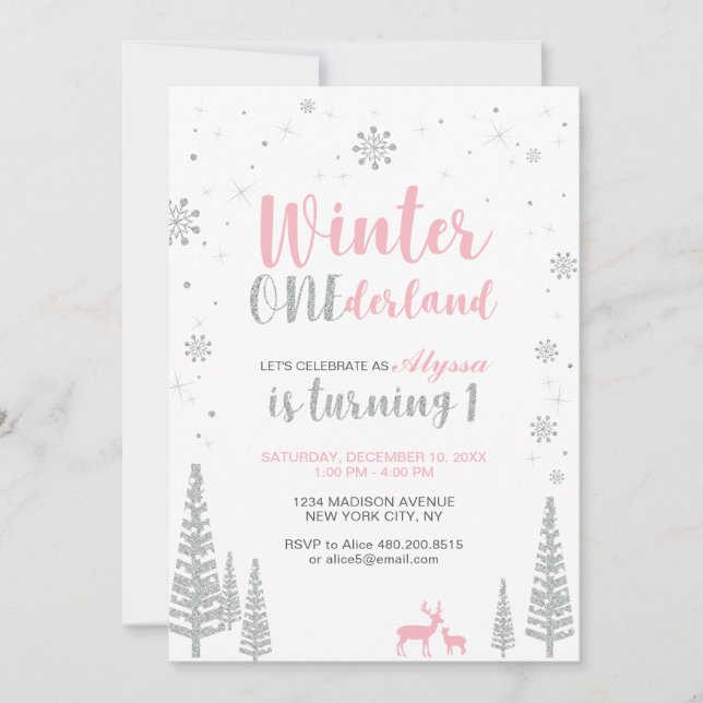 Invitation d'anniversaire 1 an Winter Onederland - (Devant)
