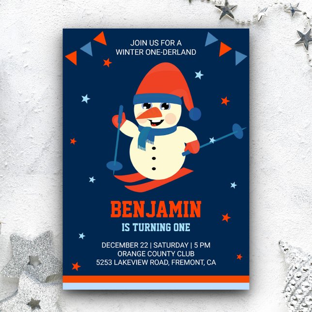 Invitation d'anniversaire 1 an Winter Onederland B (Créateur téléchargé)