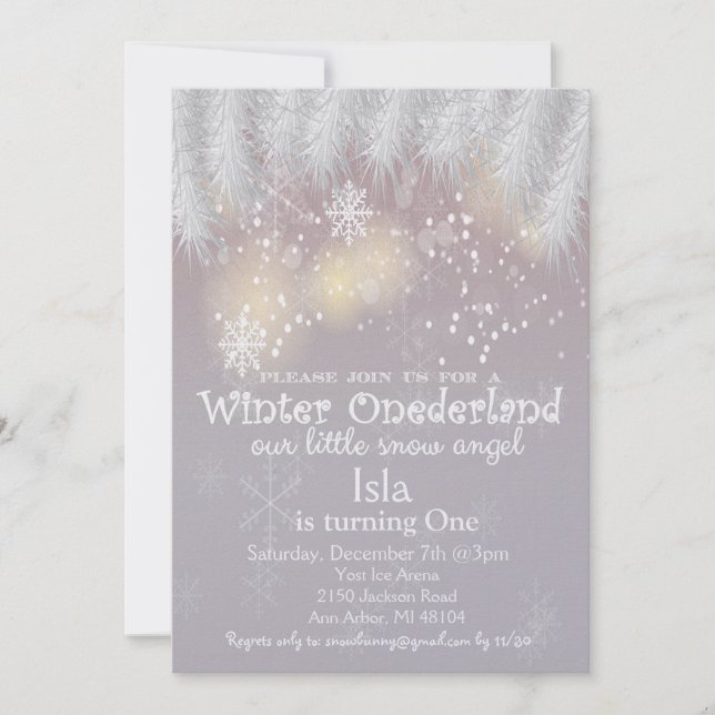 Invitation d'anniversaire 1 an Winter Wonderland (Devant)