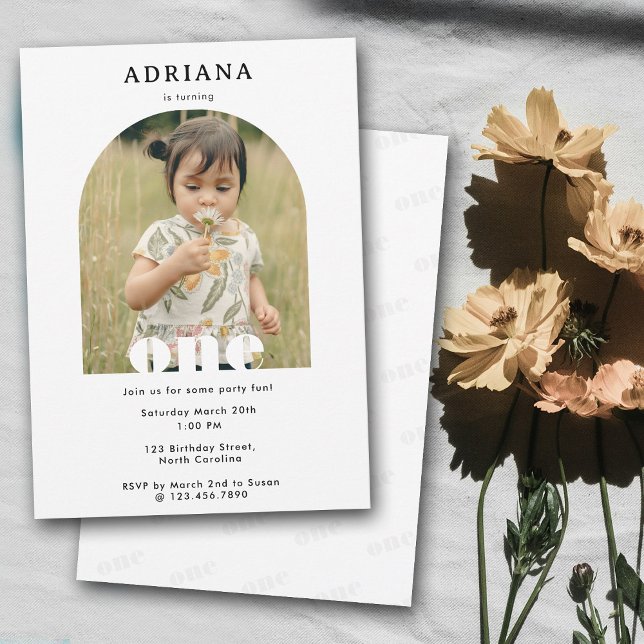 Invitation d'anniversaire 1er Un Photo Boy Girl (First Birthday Invitation 1st One Photo Boy Girl)