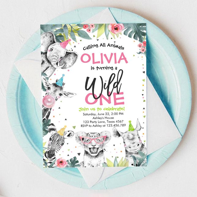Invitation d'anniversaire 1ère année Animaux de fê (Créateur téléchargé)