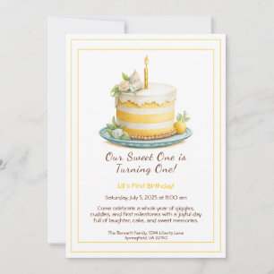 Invitation d'anniversaire 1ère année aquarelle - G