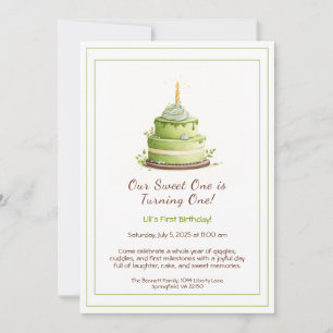 Invitation d'anniversaire 1ère année aquarelle - G