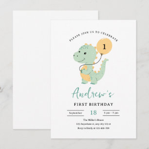 Invitation d'anniversaire 1ère année Dinosaure, T 