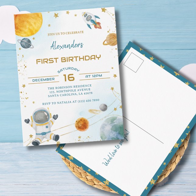 Invitation d'anniversaire 1ère année Espace Garçon (Créateur téléchargé)