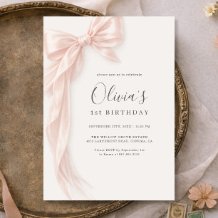 Invitation d'anniversaire 1ère année fille Ruban à