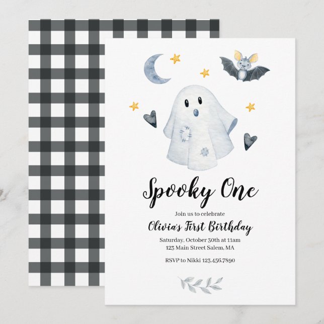 Invitation d'anniversaire 1ère année Halloween Fan (Devant / Derrière)