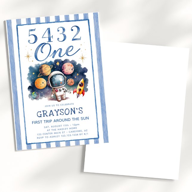 Invitation d'anniversaire 1ère année Planètes Espa (Créateur téléchargé)