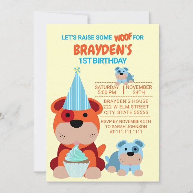 Invitation d'anniversaire 1ère année pour enfants  (Devant)