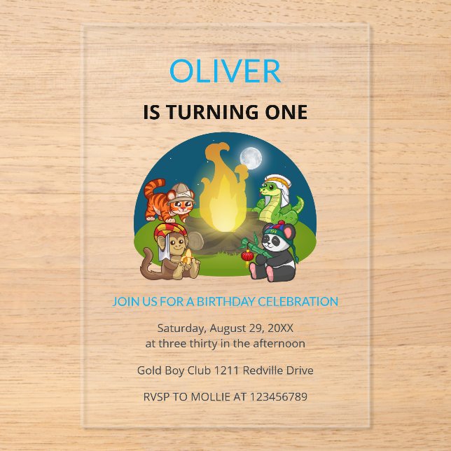 Invitation d'anniversaire 1ère année pour enfants  (Recto)