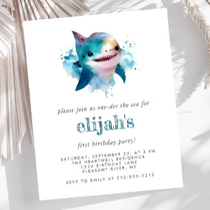 Invitation d'anniversaire 1ère année requin aquare