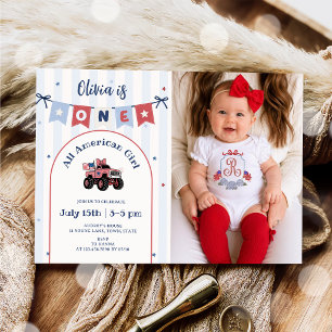 Invitation d'anniversaire 1ère année Rouge Blanc &