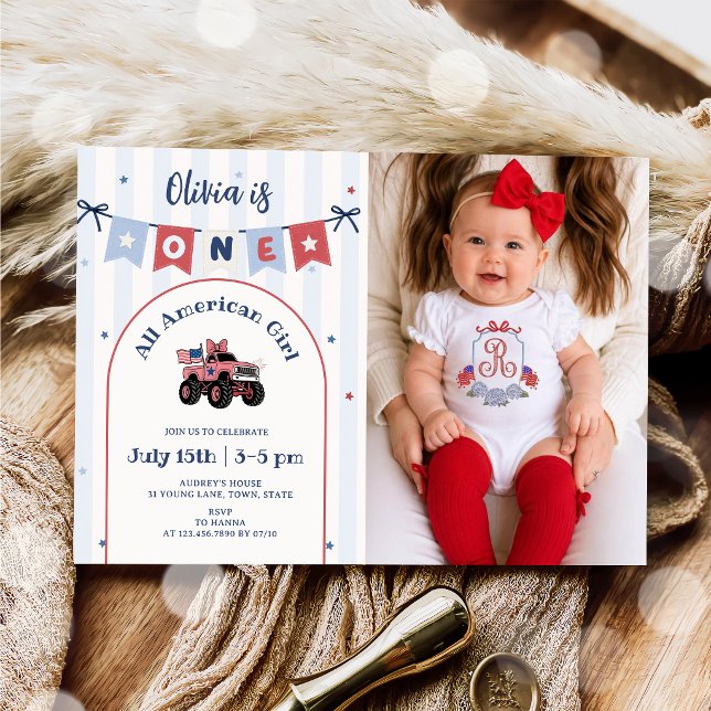 Invitation d'anniversaire 1ère année Rouge Blanc & (Créateur téléchargé)