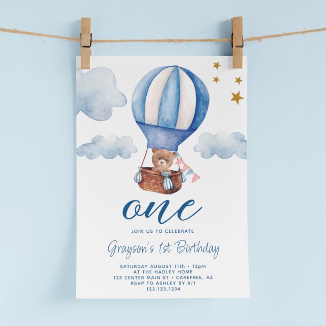 Invitation d'anniversaire 1ère année Teddy Bear Bl (Créateur téléchargé)