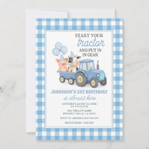 Invitation d'anniversaire 1ère année Tracteur de F