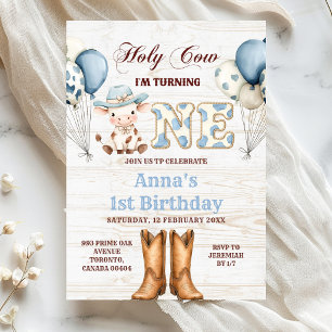 Invitation d'anniversaire 1ère Cow Western Rodeo