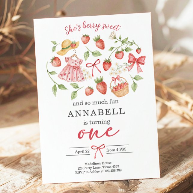Invitation d'anniversaire 1ère fraise pour un prem (Créateur téléchargé)