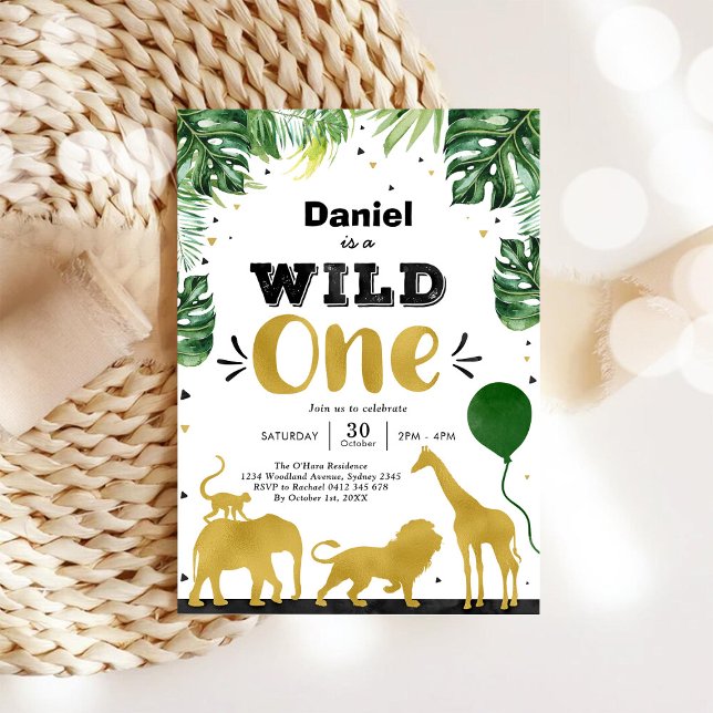 Invitation d'anniversaire 1ère pour les animaux de (Créateur téléchargé)