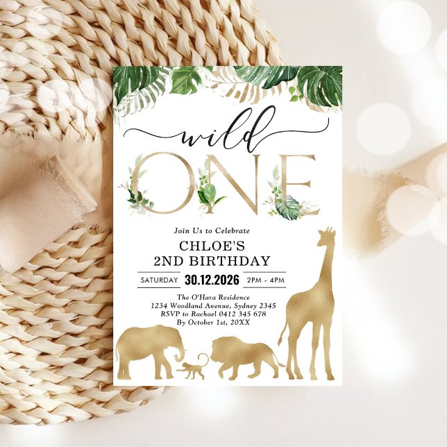 Invitation d'anniversaire 1ère pour les animaux de (Créateur téléchargé)